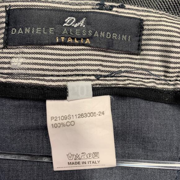 DANIELE ALESSANDRINI Size 34 Grey Twill Cotton Flat Front Dress Pants - Picture 5 of 7